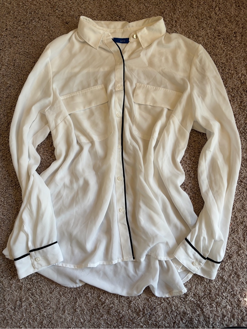 Women’s White Blouse with Black Trim